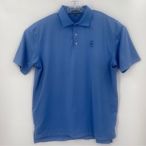 Peter Millar Men's XL Summer Comfort Blue Striped Short Sleeve Golf Polo Shirt